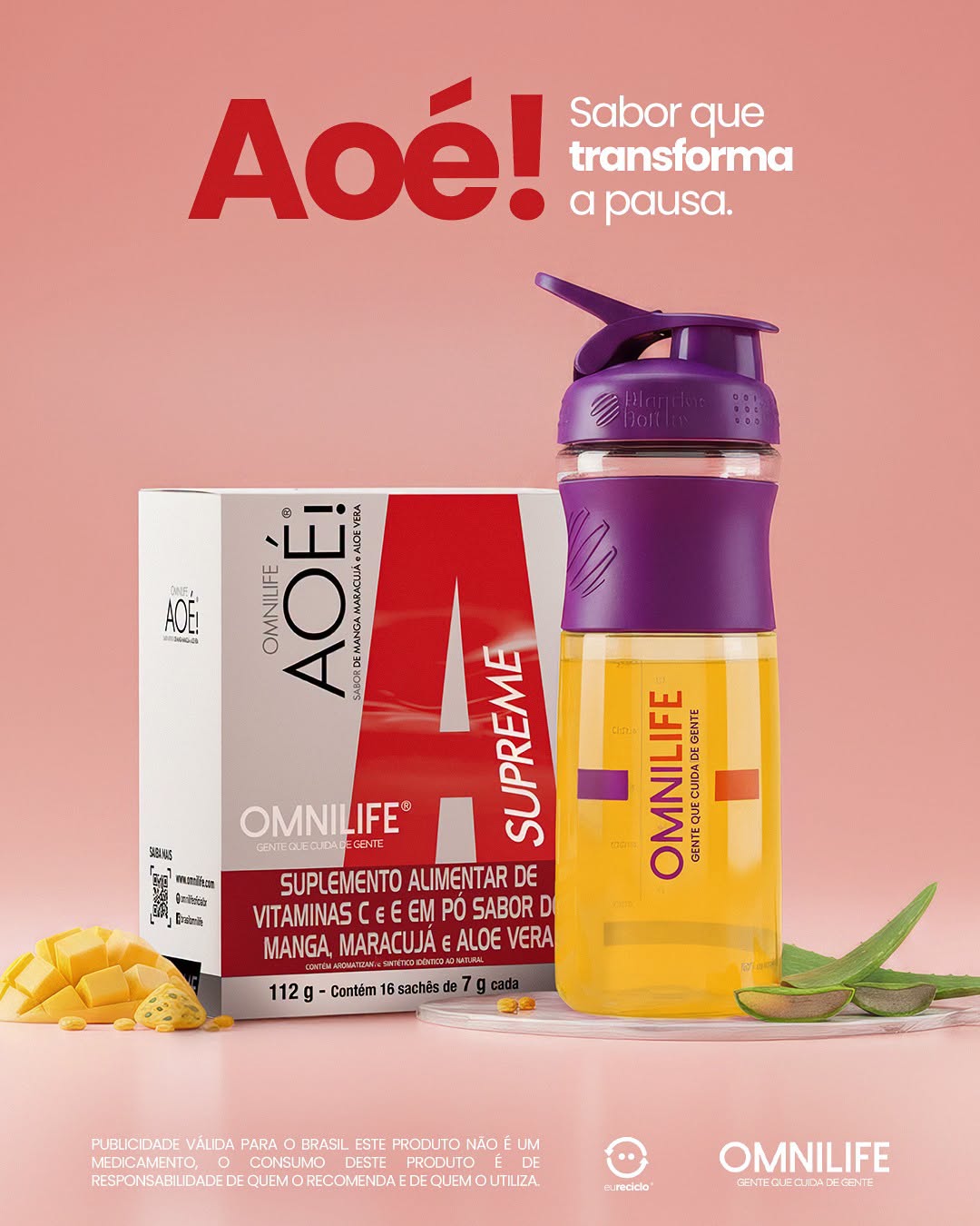 AOÉ Manga, Maracujá e Aloe Vera: Vitamina C + Vitamina E + Fibras - SuperNutriOmni