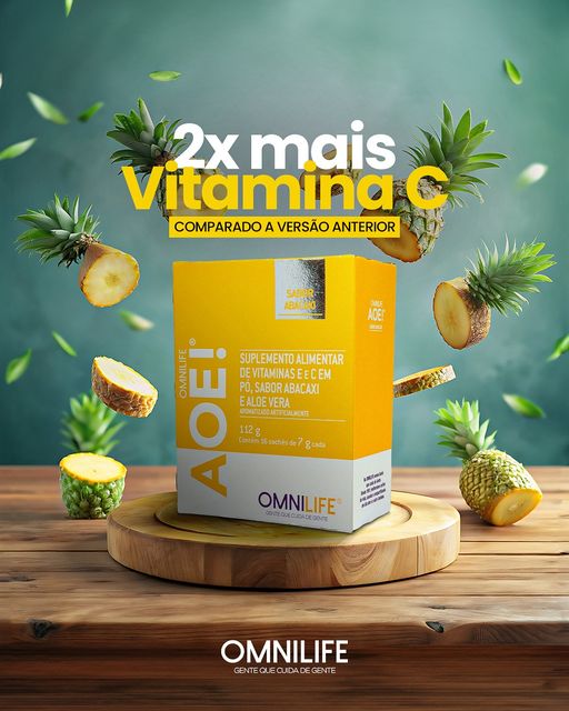 AOÉ Sabor Abacaxi Omnilife: Vitaminas C e E + Fibras — Antioxidante - SuperNutriOmni
