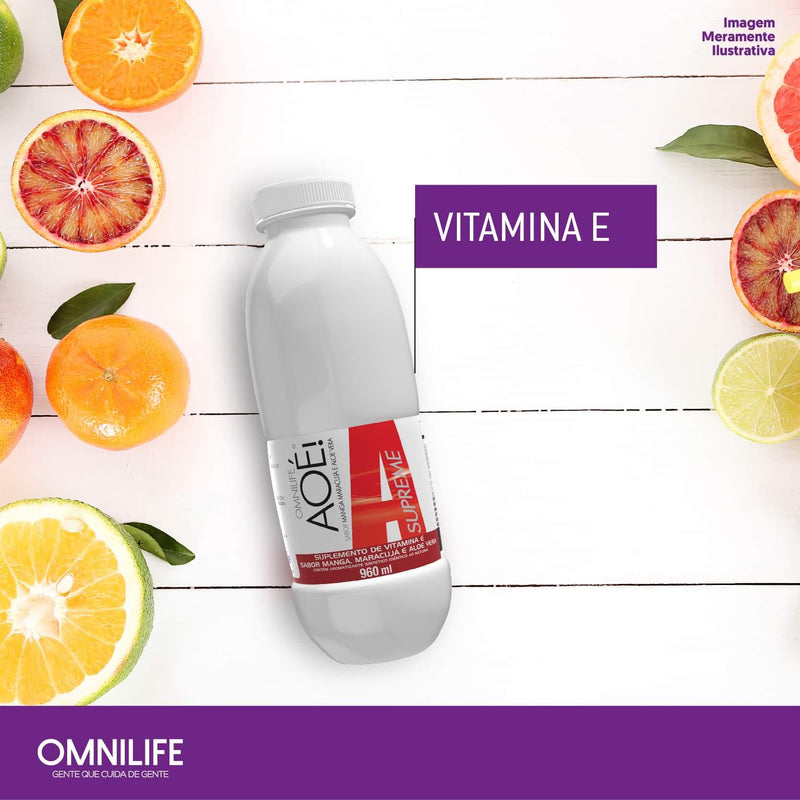 Aoé Supreme Suplemento alimentar líquido de vitamina E sabor de manga, maracujá e aloe veraOmnilifeAoé Supreme Omnilife - SuperNutriOmniAoé Supreme Pote 960ml - SuperNutriOmniSuperNutriOmni