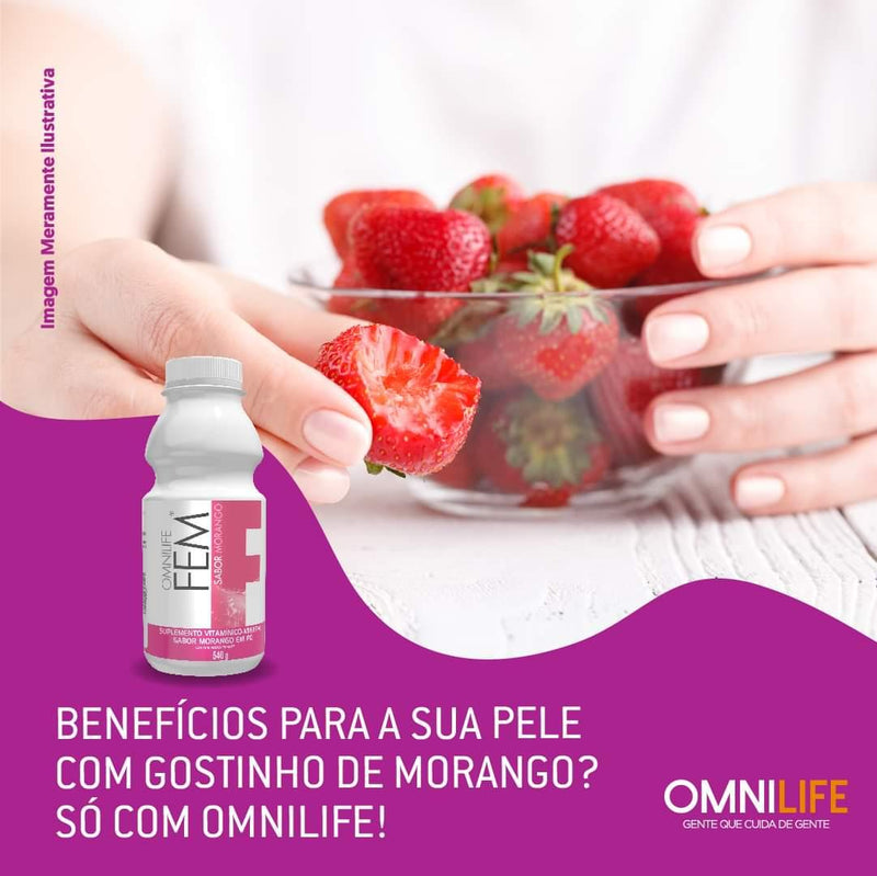 Fem Suplemento alimentar em pó sabor de morangoOmnilifeFem Suplemento Nutricional Feminino Omnilife - SuperNutriOmniFem Pote 540g - SuperNutriOmniSuperNutriOmni