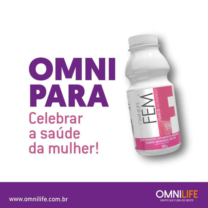 Fem Suplemento alimentar em pó sabor de morangoOmnilifeFem Suplemento Nutricional Feminino Omnilife - SuperNutriOmniFem Pote 540g - SuperNutriOmniSuperNutriOmni