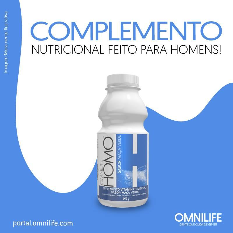 Homo Suplemento alimentar de vitaminas E minerais em pó sabor de maçã verdeOmnilifeHomo Omnilife - SuperNutriOmniHomo Pote 540g - SuperNutriOmniSuperNutriOmni