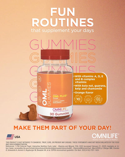 OML Gummies Plus — Orange Vitamin & Herbal FormulaOMNILIFEOML Gummies Plus — Orange Vitamin & Herbal FormulaSuperNutriOmni