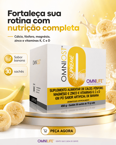 Omniost Suplemento alimentar de cálcio, fósforo, magnésio e zinco e vitaminas K, C e D, em póOmnilifeOmniost Suplemento alimentar de cálcio, fósforo, magnésio e zinco e vitaminas K, C e D, em póSuperNutriOmni