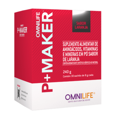 P+Maker Omnilife Suplemento alimentar de aminoácidos, vitaminas, minerais em pó, sabor de laranja.OmnilifeOMNILIFE P+MakerSuperNutriOmni