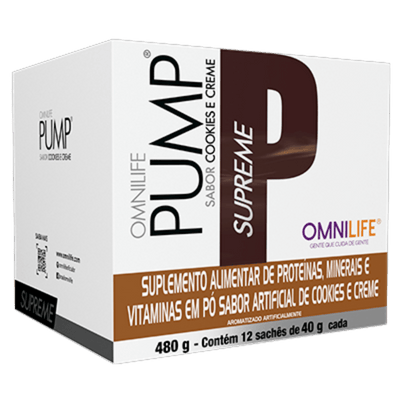 Pump Suplemento alimentar de proteínas, minerais e vitaminas em pó sabor de cookies e cremeOmnilifeOmnilife Pump SupremeSuperNutriOmni