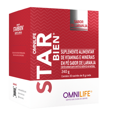Starbien Suplemento alimentar de vitaminas e minerais em pó sabor de laranjaOmnilifeStarbien Omnilife - SuperNutriOmniStarbien - NOVO Caixa c/30 sachês de 8 g - SuperNutriOmniSuperNutriOmni